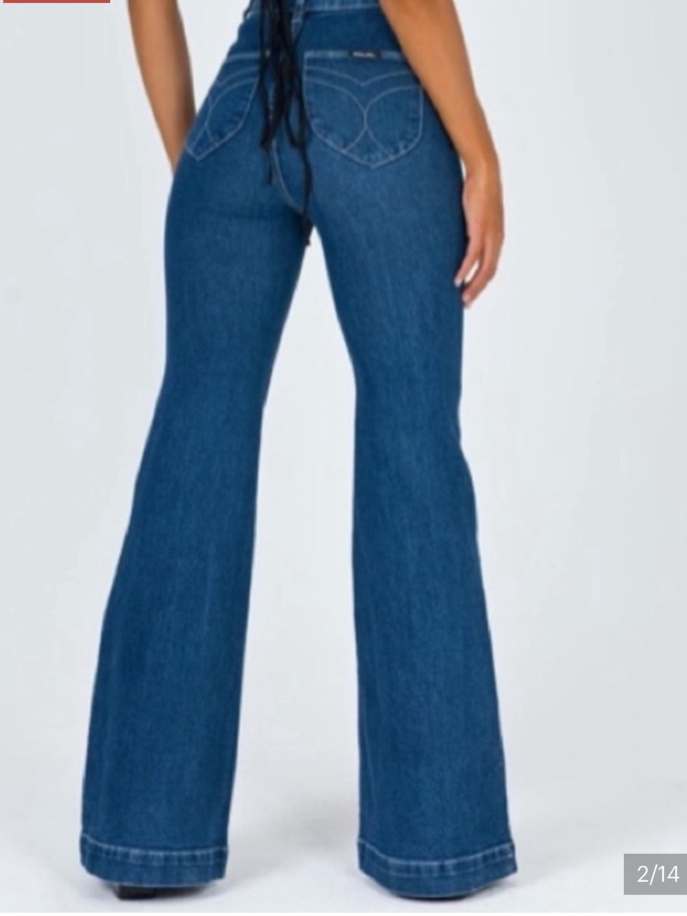 High-Rise Blue Flare Jeans - Wide Leg Denim